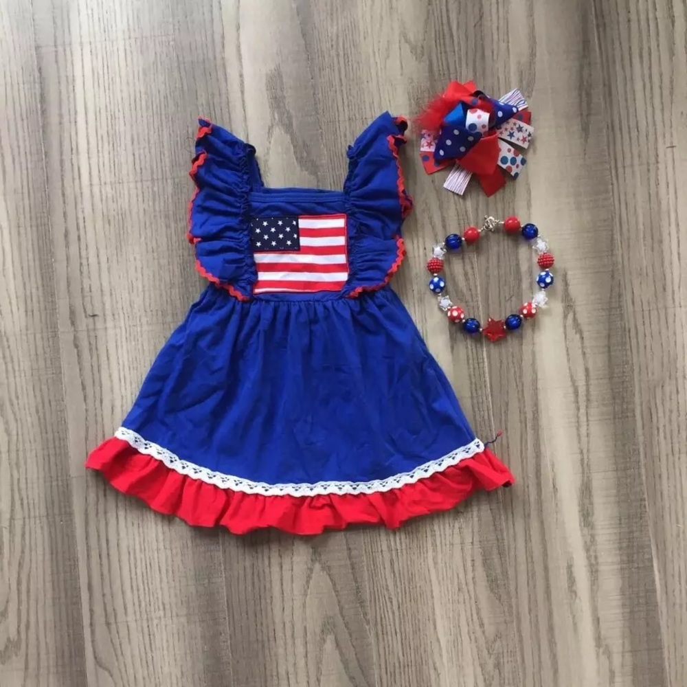 American Flag Embroidered Appliqué Dress